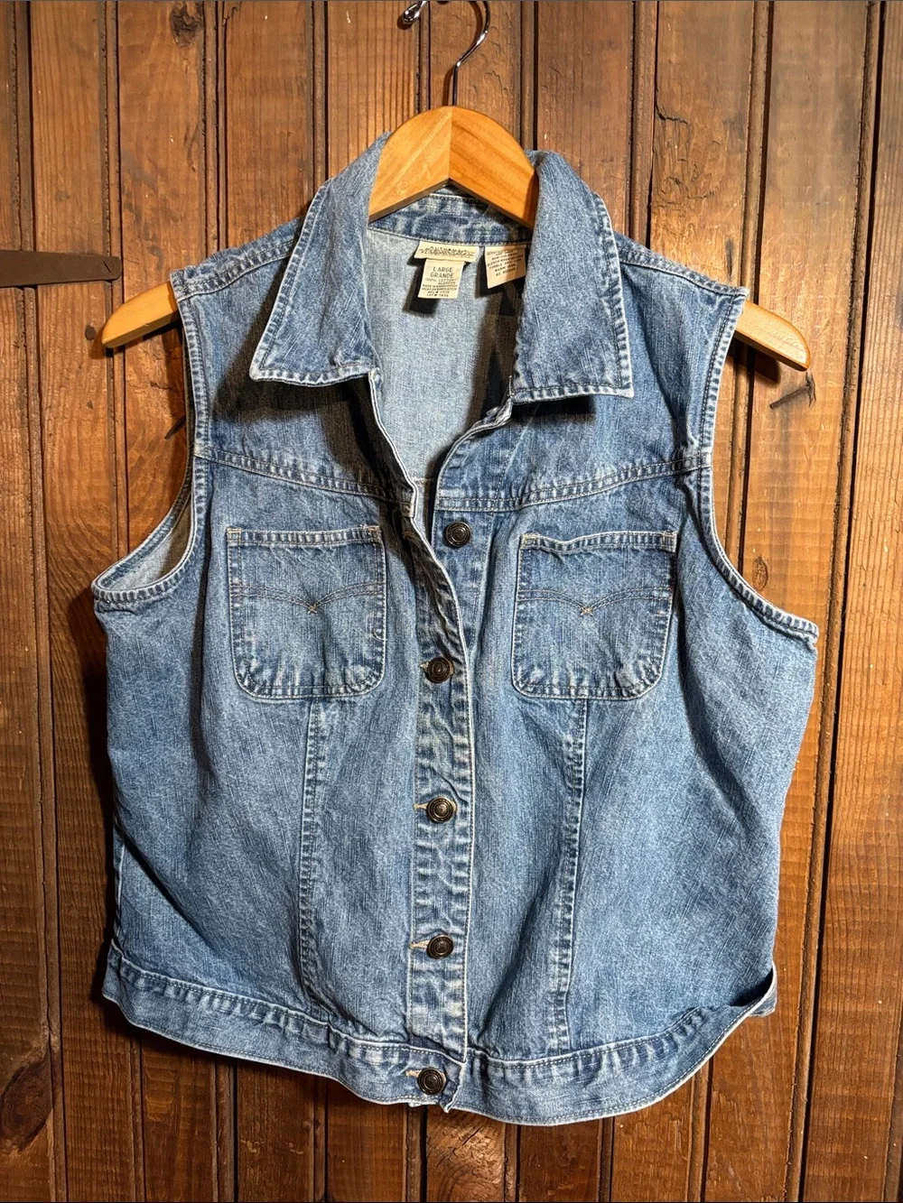 Vintage 90’s Sleeveless Denim Button-Up Vest - Light Blue